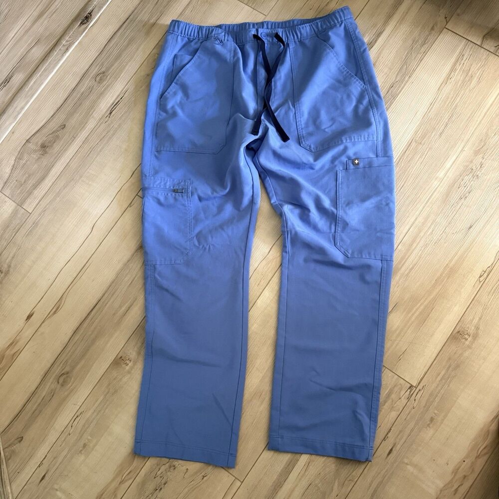 Figs Technical Collection Women Solid Blue Scrubs Pants Size Large